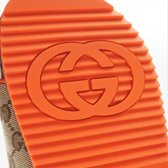New in Blemished Box Women's The North Face x Gucci Beige & Orange Slides US 6 - Picture 15 of 16